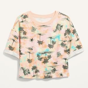 Old Navy Oversized Printed Cali-Fleece Elbow-Sleeve Sweatshirt for Women in M